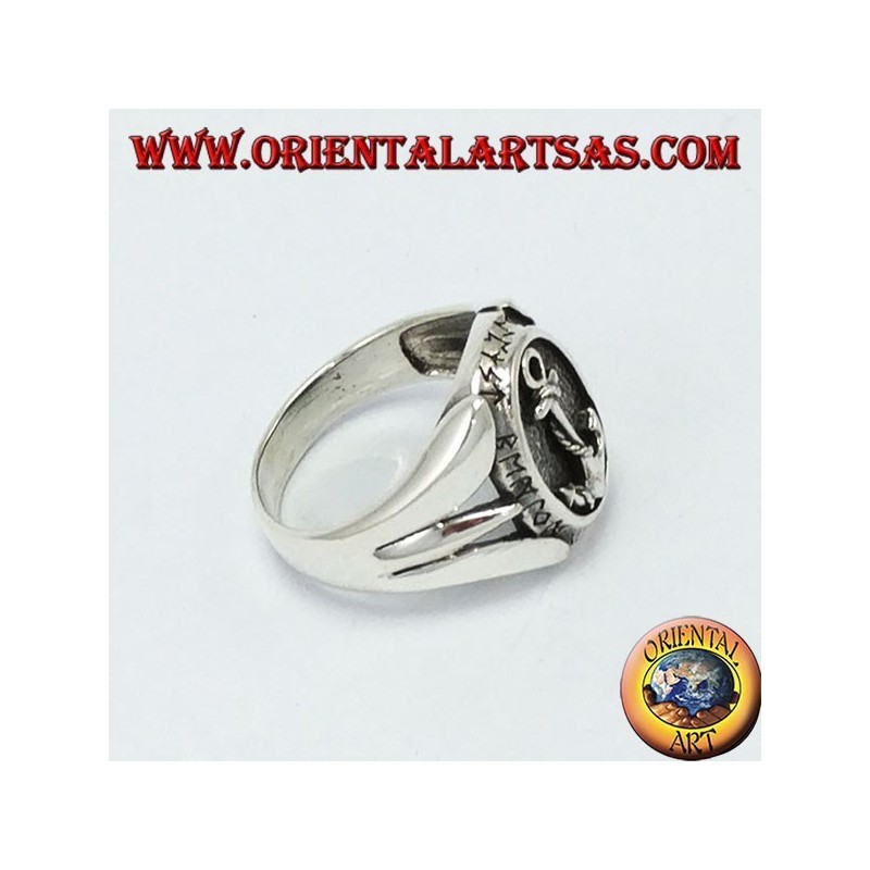 Anillo de plata con anclas
