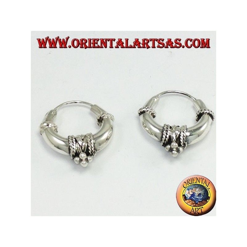 Silver earrings, decorated crescent (braid) Ø mm diameter. 20