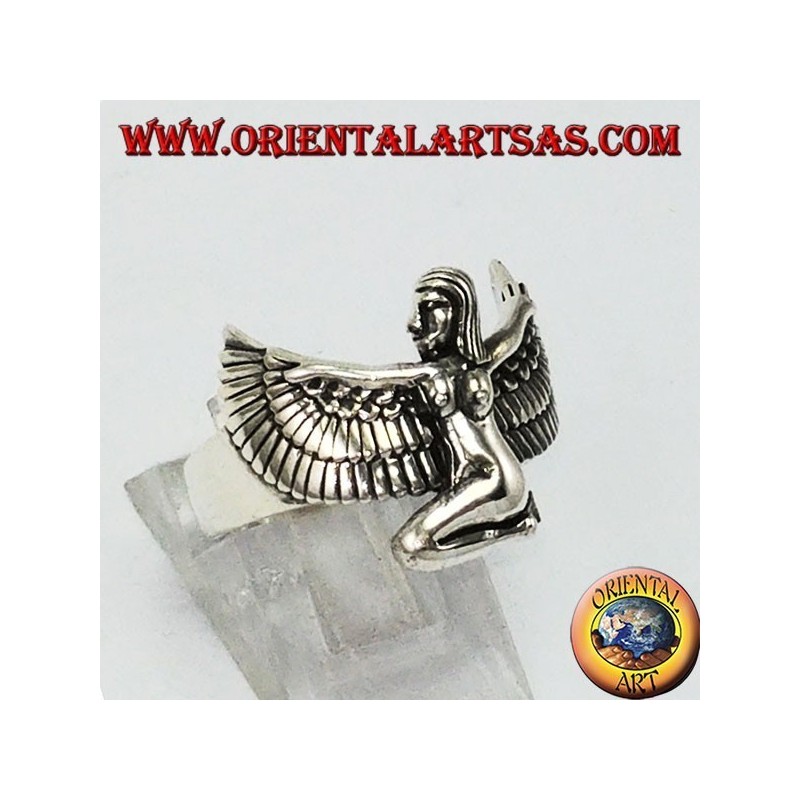 Silver ring Isis the winged goddess