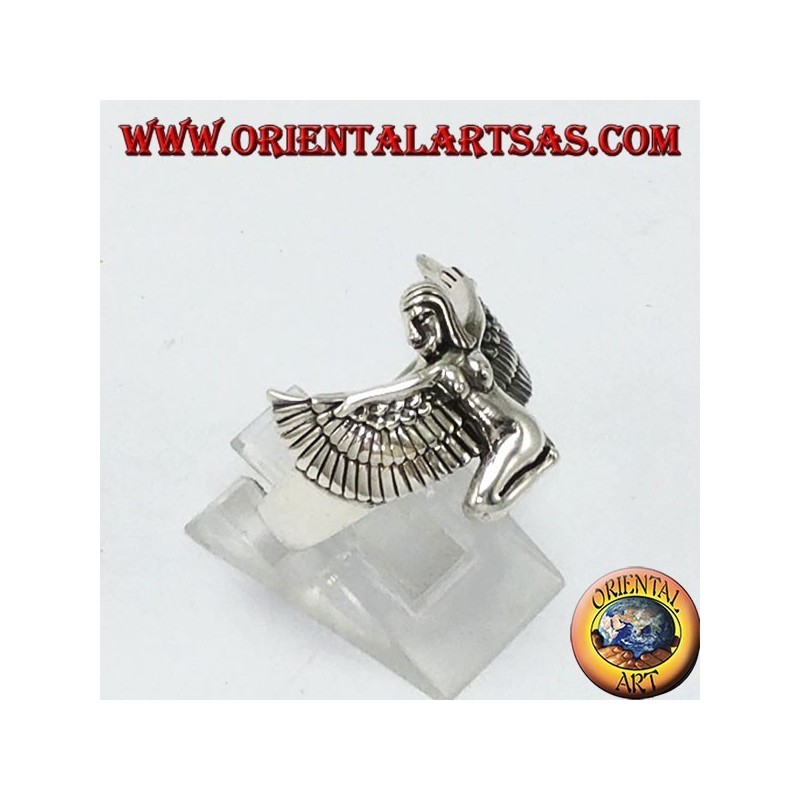 Silver ring Isis the winged goddess