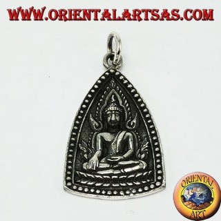Silver Pendant Buddha Medal with Unalome Buddhist Symbol