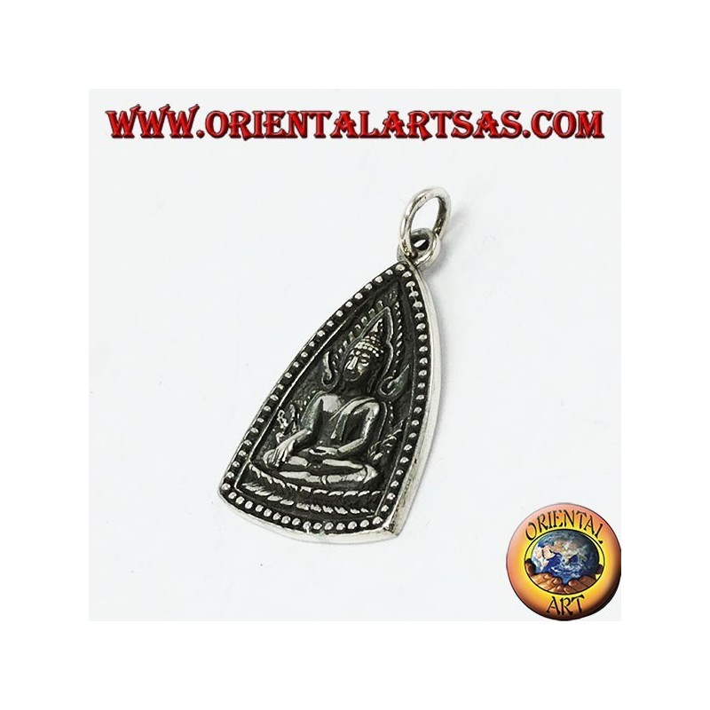 Silver Pendant Buddha Medal with Unalome Buddhist Symbol