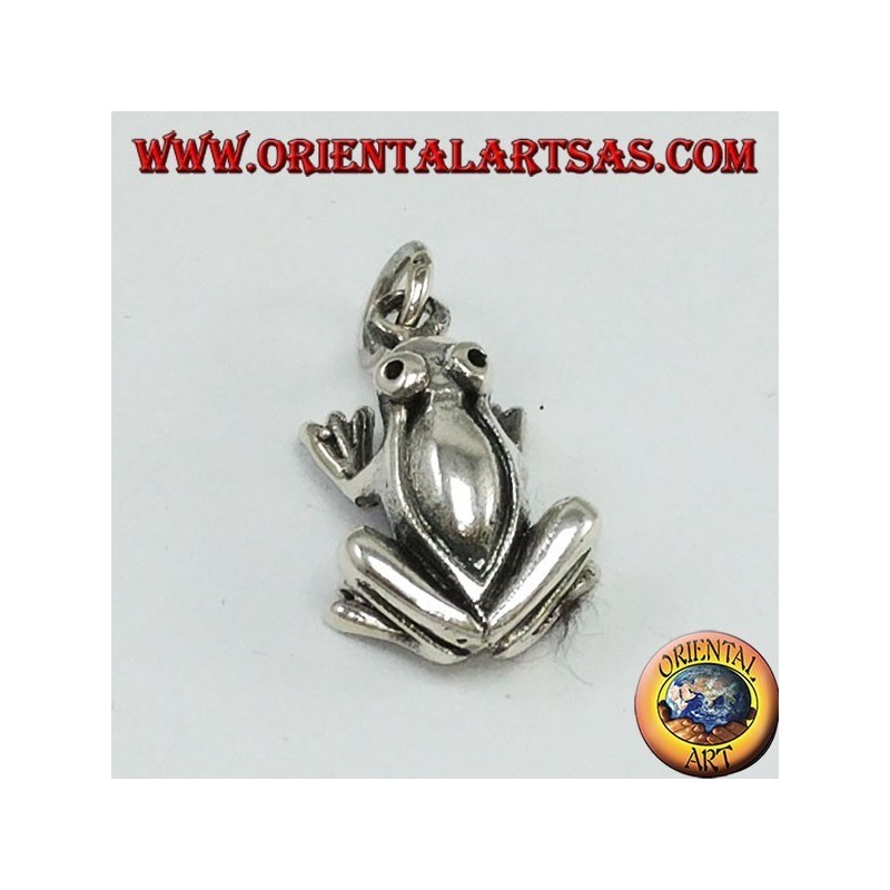 Three-dimensional silver frog pendant