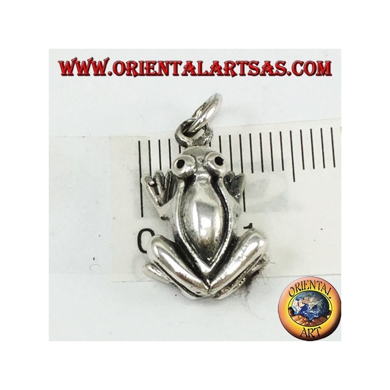 Three-dimensional silver frog pendant