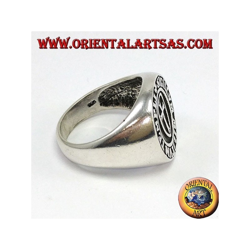 Anello in argento, sigillo dei Templari con scudo