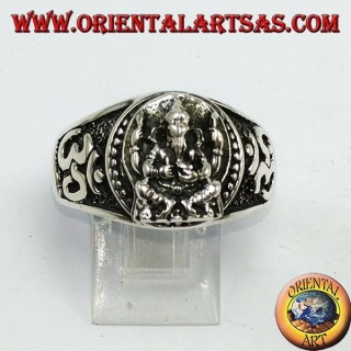 Anillo de plata con Ganesha y Oṃ (ॐ)