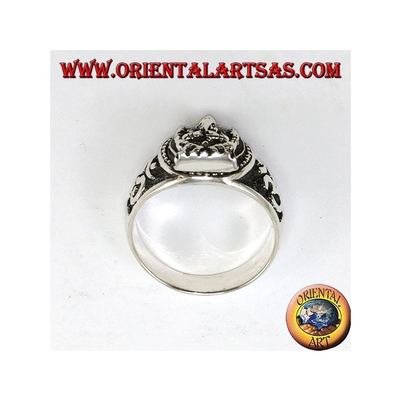 Anello in argento con Ganesha ed Oṃ (ॐ)