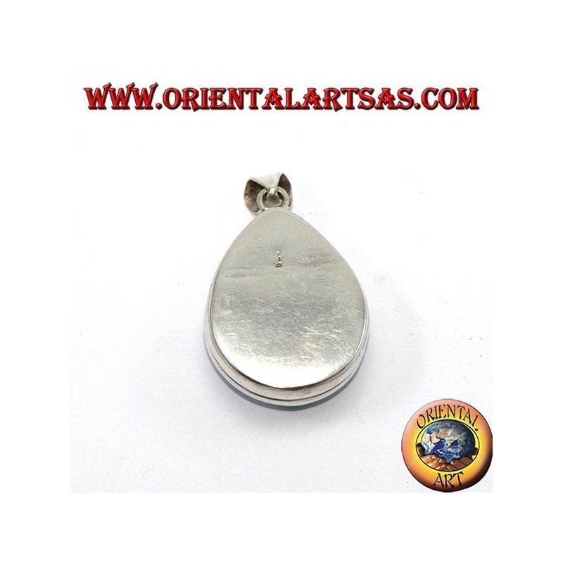 Colgante de plata con turquesa natural tibetano (gota)