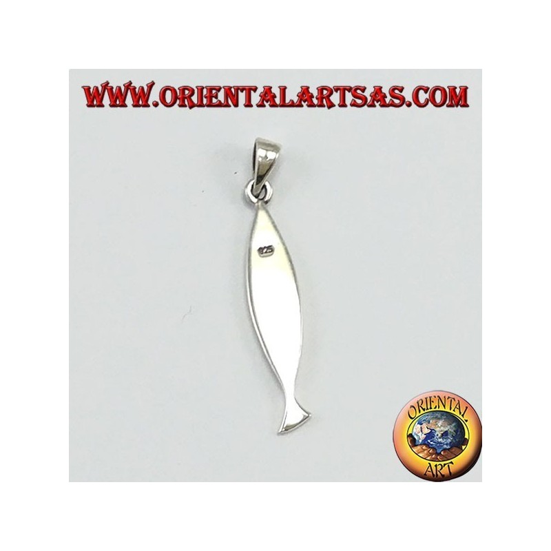 ciondolo in argento, croce intagliata su Ichthys (cristogramma)