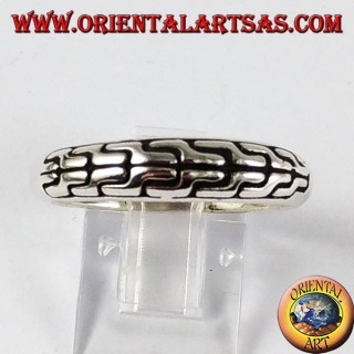 Anello in argento fedina intarsiata