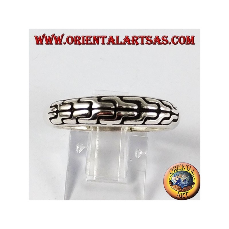 Bague en argent, bande tressée