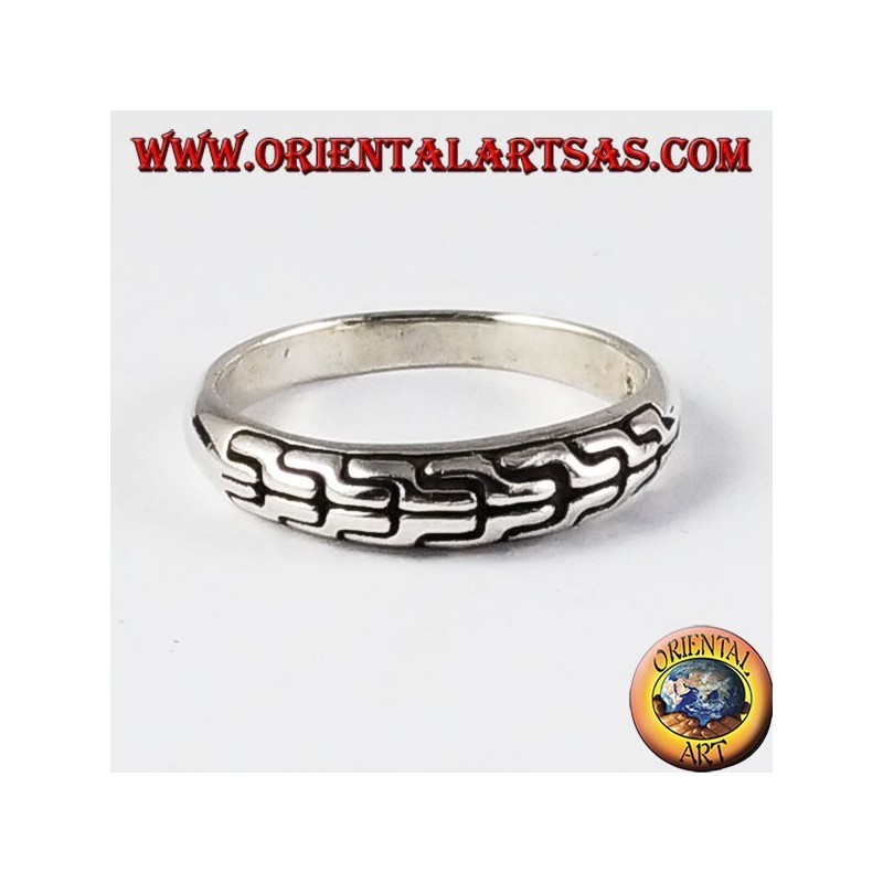 Anillo de plata, banda trenzada
