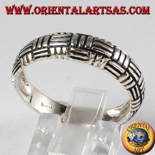 Bague en argent, tissage à 3 fils