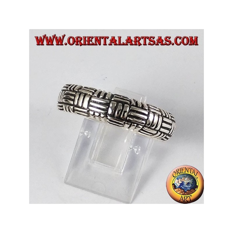 Bague en argent, tissage à 3 fils