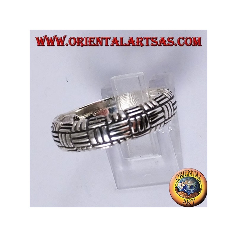 Anillo de plata, tejido liso de 3 hilos