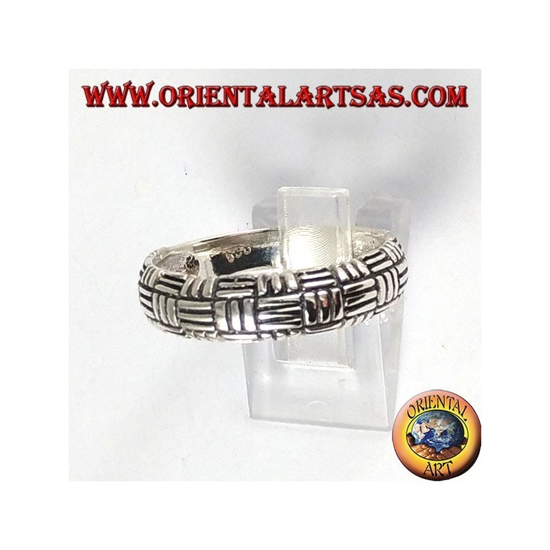 Anillo de plata, tejido liso de 3 hilos
