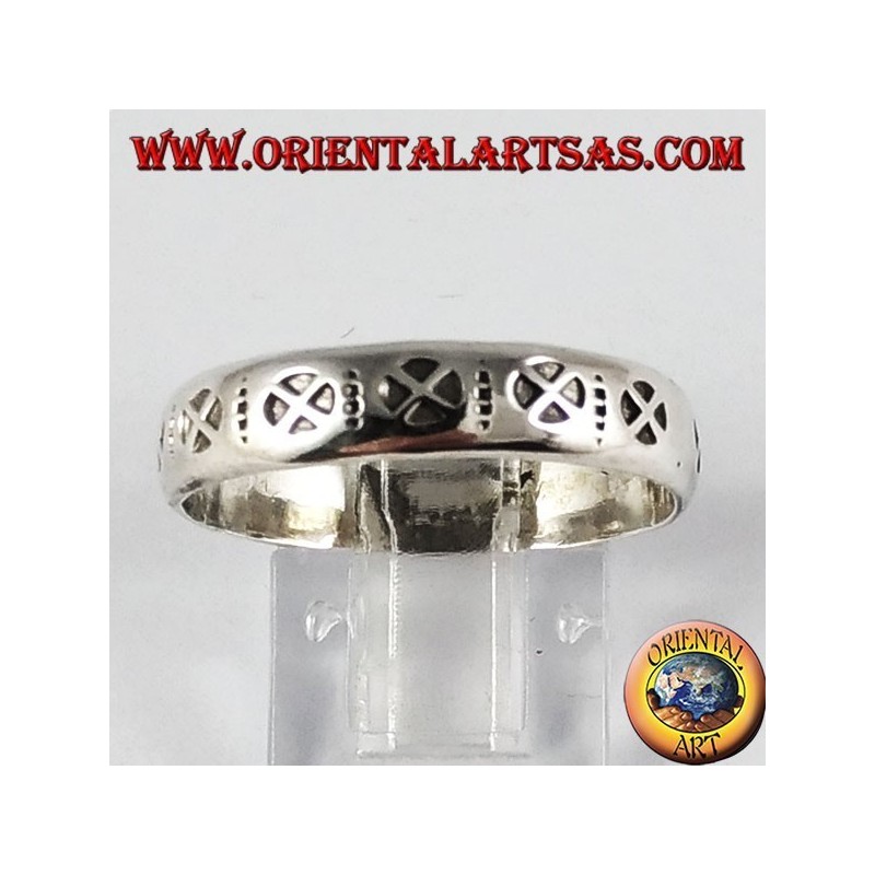 Silver ring (band), with cosmic cross