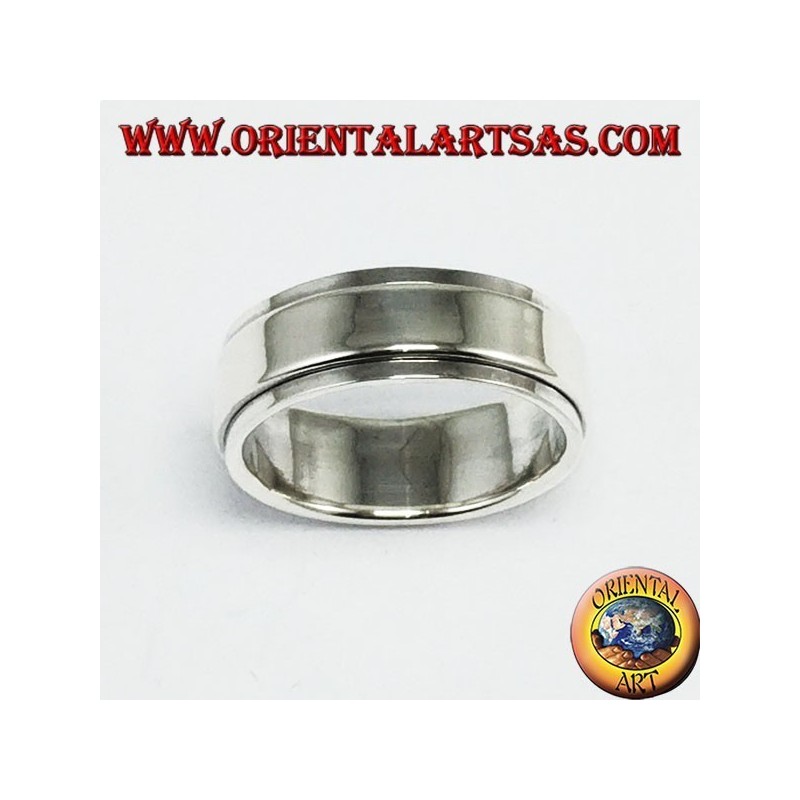 Anillo plateado giratorio antiestrés, plano