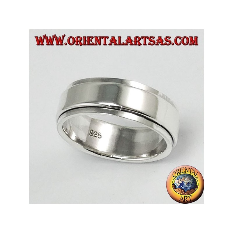 Anti-stress swivel silver ring, flat 