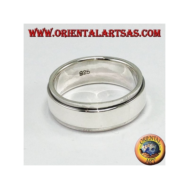 Anneau argenté anti-stress pivotant, plat