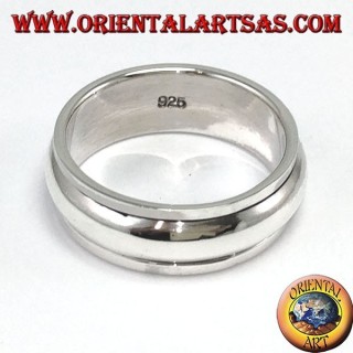 Anti-stress swivel silver ring , rounded