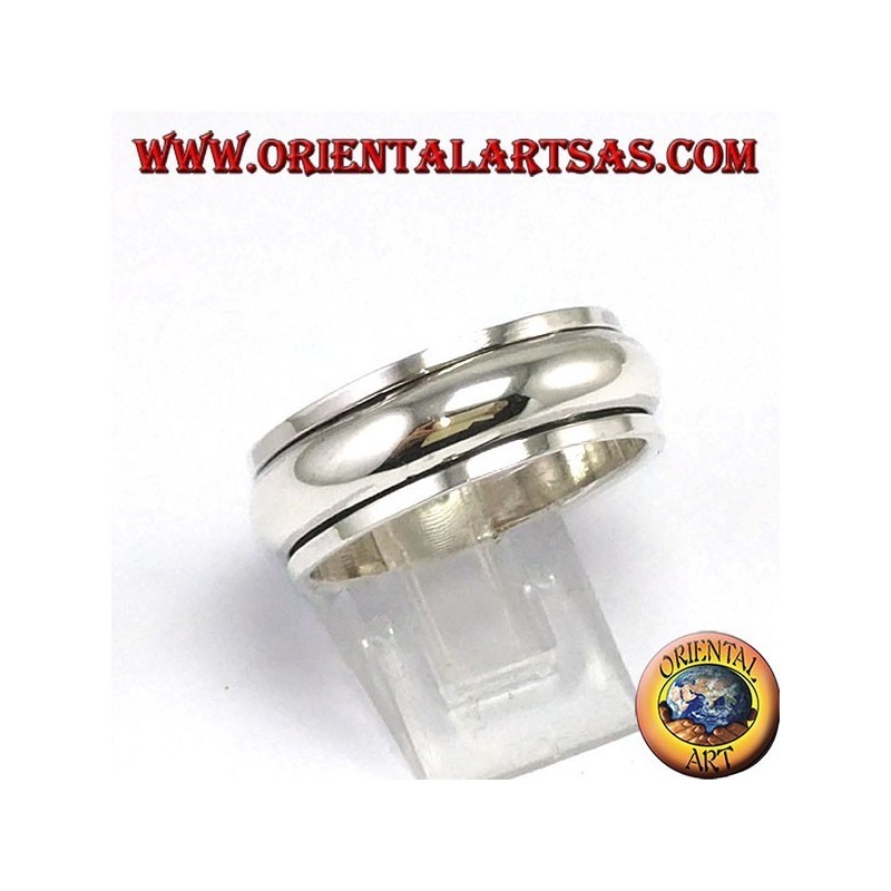 Bague en argent réversible avec anti-stress, bouton simple