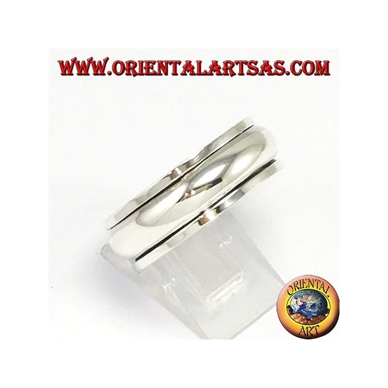 Bague en argent réversible avec anti-stress, bouton simple