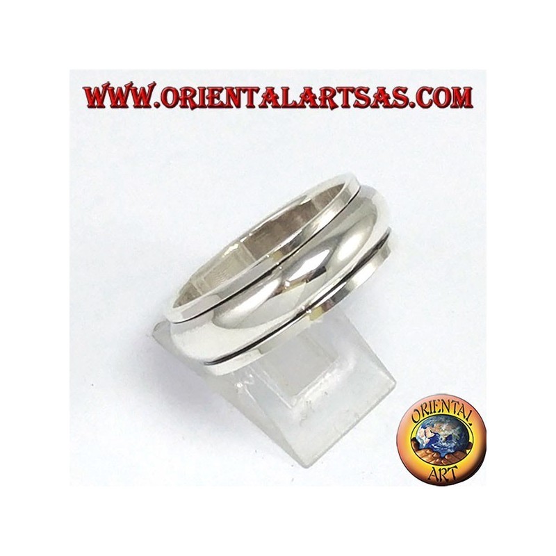 Anillo plateado giratorio antiestrés, redondeado
