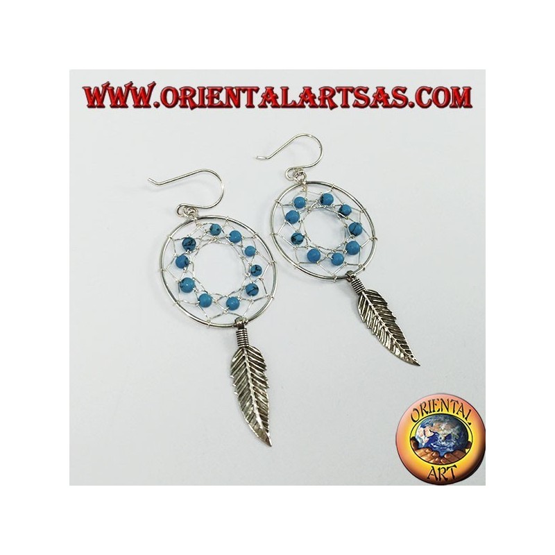 Silver earrings, dream catcher  from mm.25 with turquoise