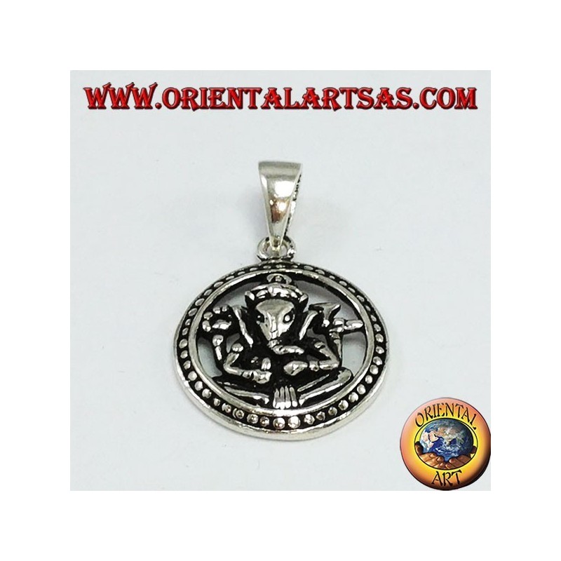 Silver pendant, Ganesha in the wheel of karma
