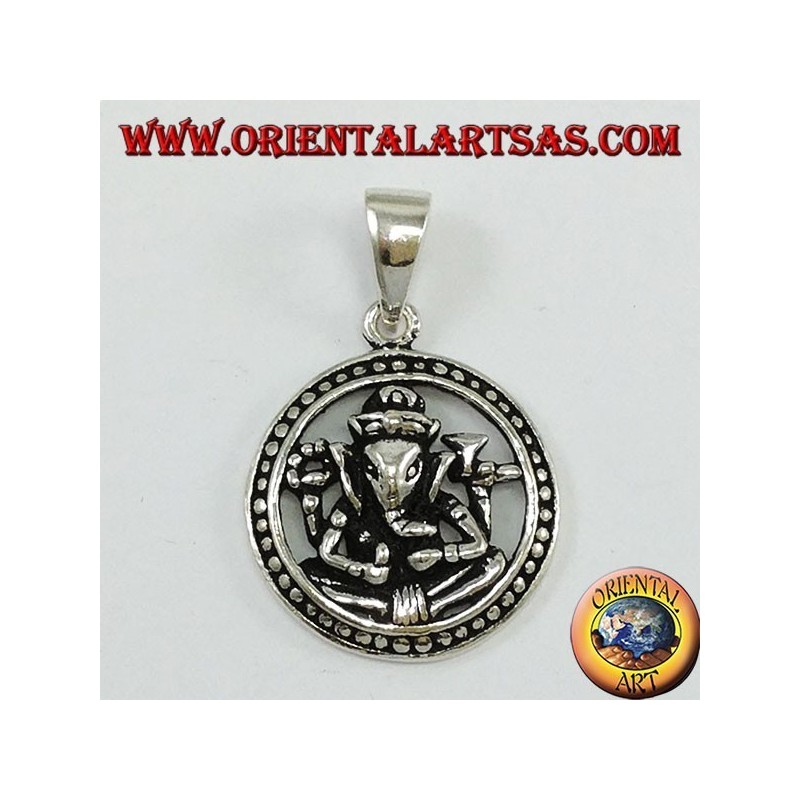 Pendentif en argent, Ganesha dans la roue du karma
