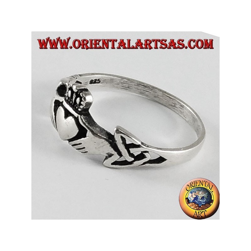 Silver ring Claddagh Celtic symbol with tyrone knot