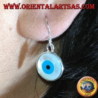 Silver earring with two-sided Greek eye