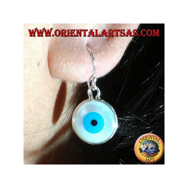 Boucle d'oreille en argent avec oeil grec à deux faces