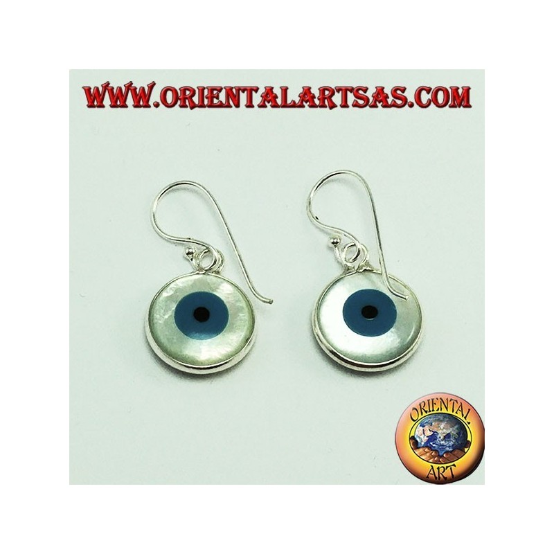 Pendiente de plata con ojo griego de dos lados