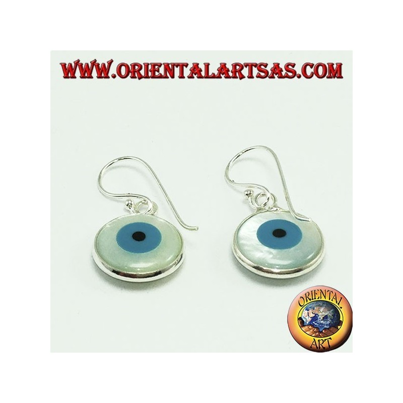 Silver earring with two-sided Greek eye