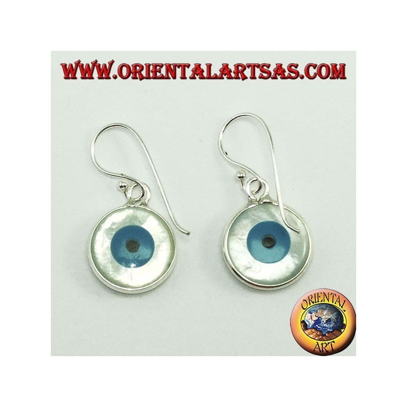 Silver earring with two-sided Greek eye
