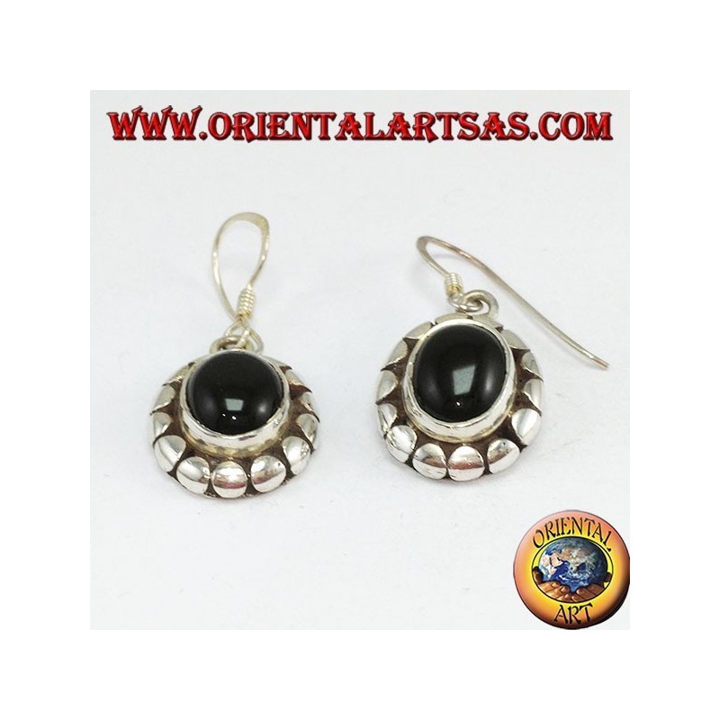 Pendientes de plata con ónice ovalado
