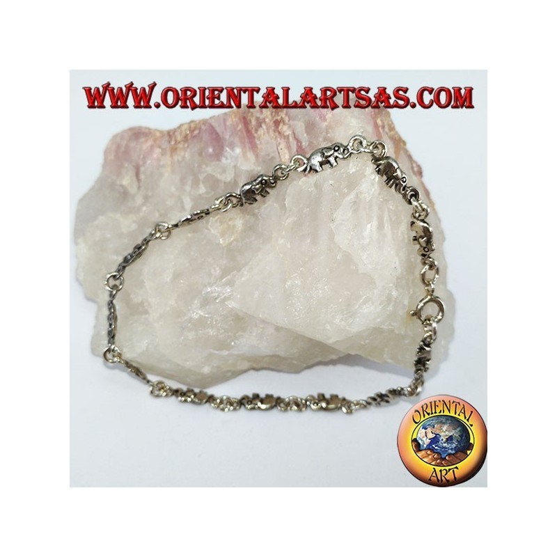 Pulsera de plata con 13 elefantes