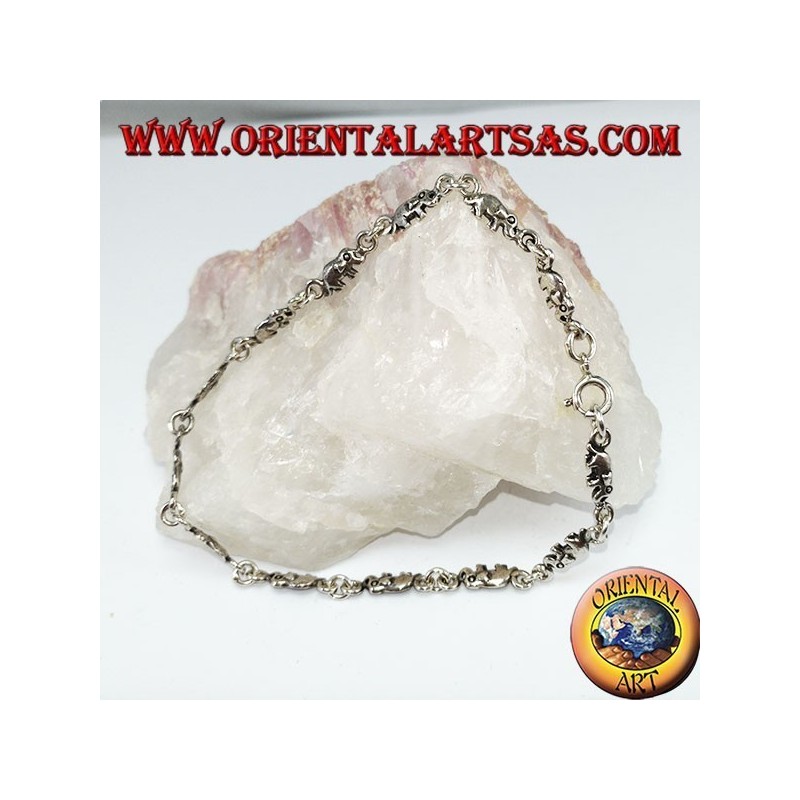 Pulsera de plata con 13 elefantes