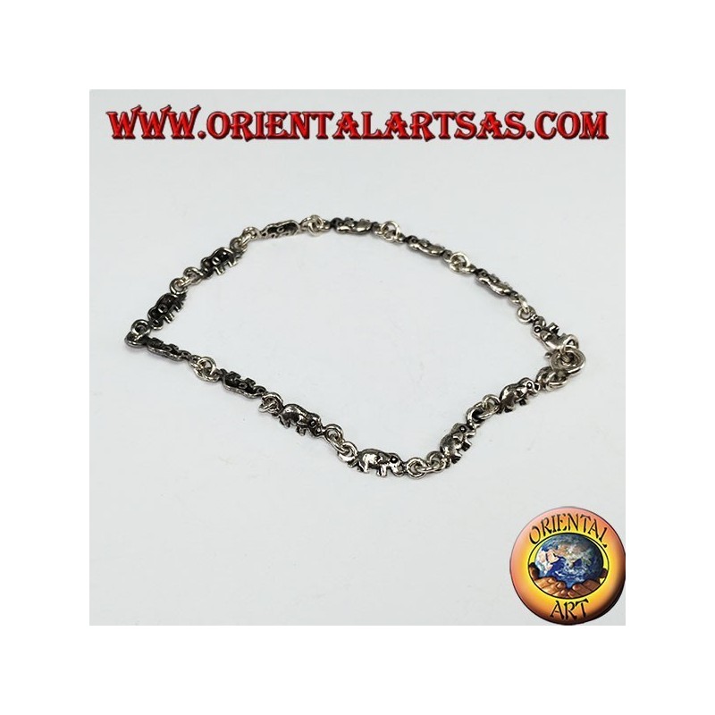 Pulsera de plata con 13 elefantes