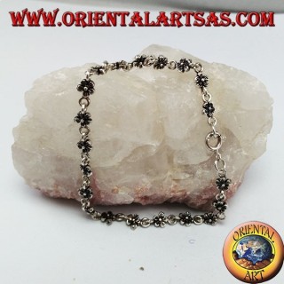 Bracciale in argento con 20 fiori bifaccial