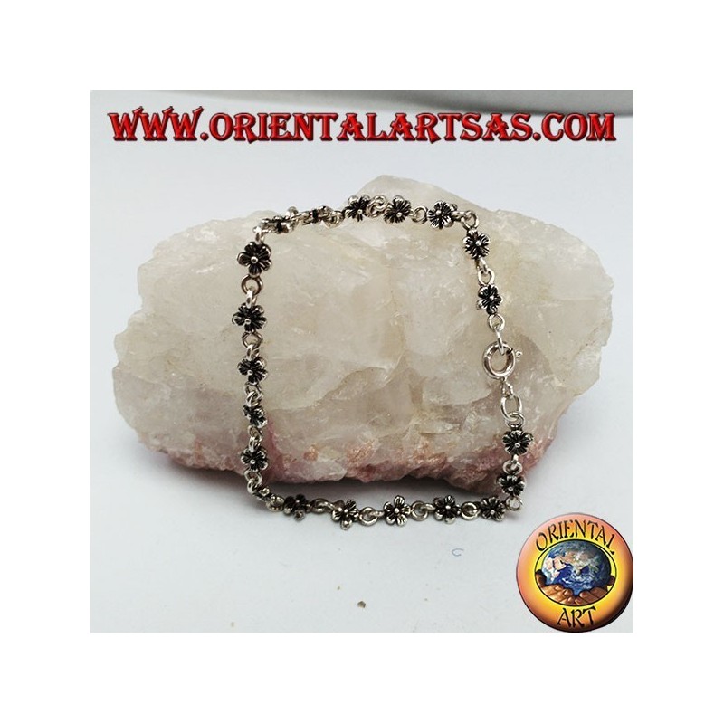 Bracelet en argent avec 20 fleurs à double face