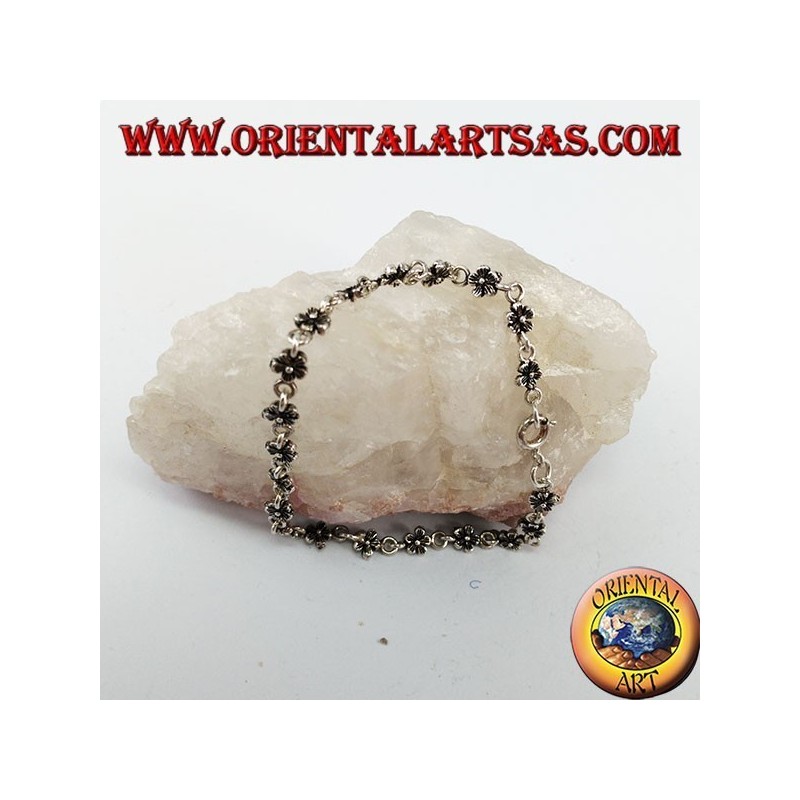 Bracelet en argent avec 20 fleurs à double face