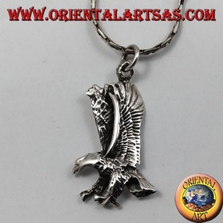 Eagle with wings combined silver pendant