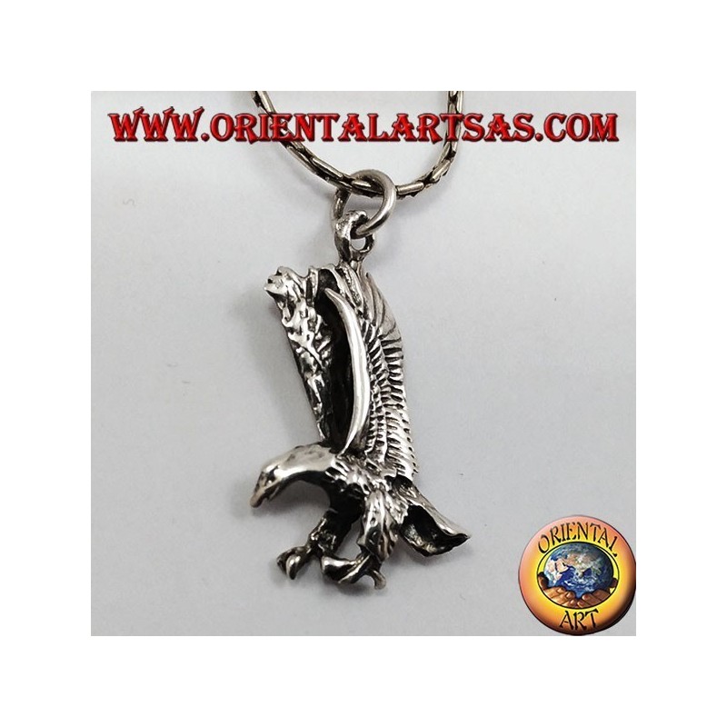Eagle with wings combined silver pendant