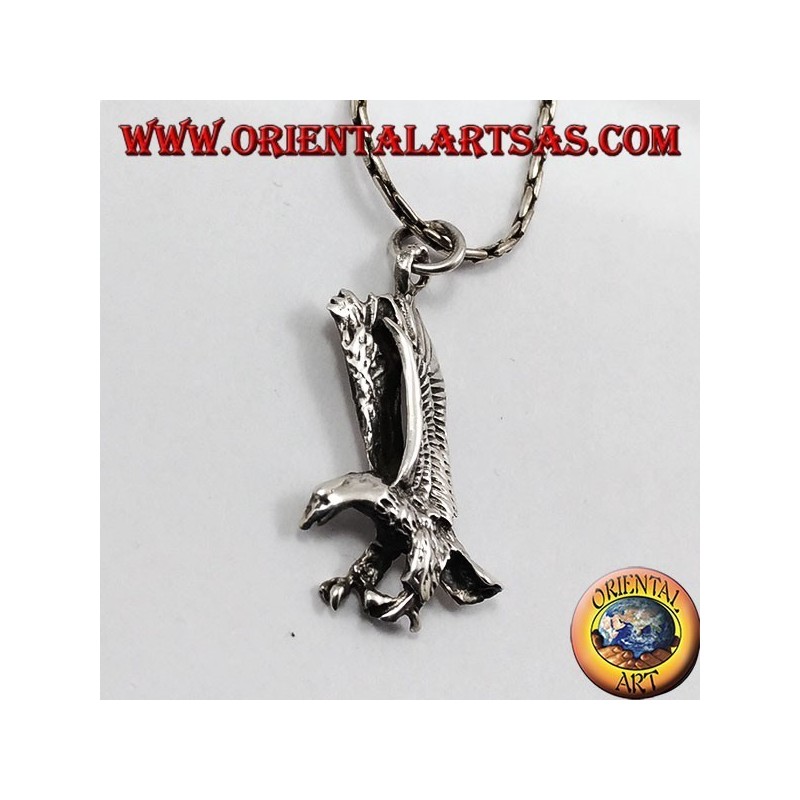 Eagle with wings combined silver pendant