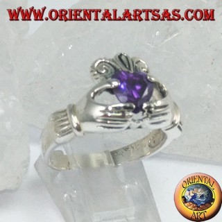 Claddagh Ring mit Zirkonia: Amethyst