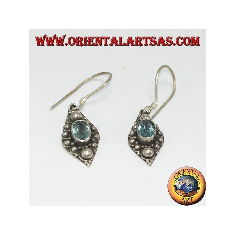 Orecchini d'argento con Topazio blu naturale