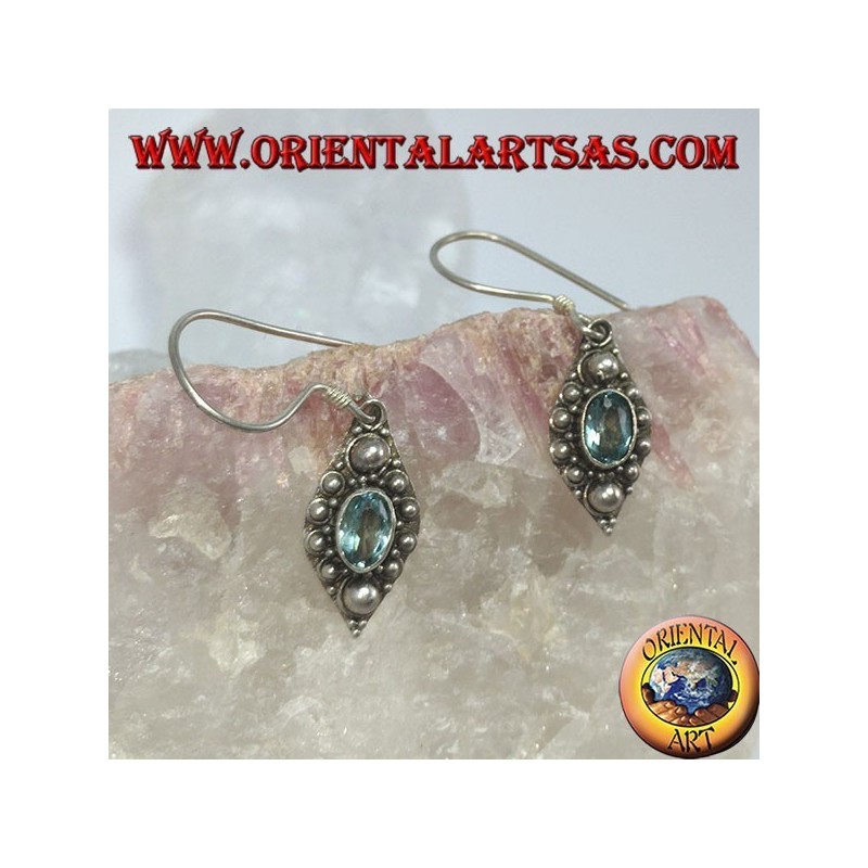Orecchini d'argento con Topazio blu naturale